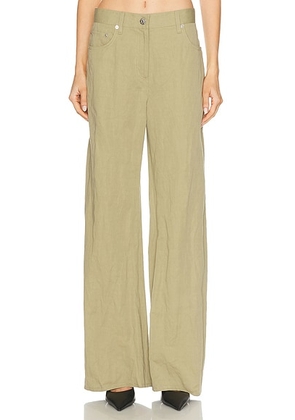 Helmut Lang Relaxed Bootcut Pant in Warm Sage - Sage. Size 24 (also in 25, 26, 28, 29, 30, 31).