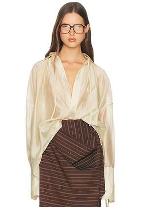 Helsa The Poet Blouse in Celadon - Lemon. Size L (also in XS, S, XXS, M, XL).