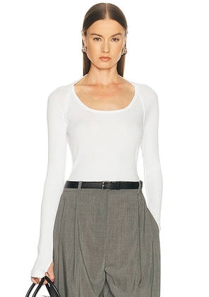 Helmut Lang Scoop Shrug Long Sleeve Top in Optic White - White. Size M (also in XS, S).