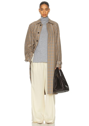 FRAME The Plaid Mac Coat in Mocha Check - Brown. Size L (also in XS, S, M).