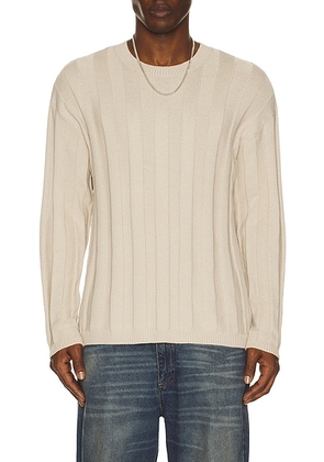 Helmut Lang Wide Rib Crew Sweater in Putty - Grey. Size S (also in L, XL/1X).