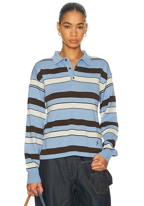JW Anderson Knitted Rugby Polo Sweater in Misty Blue - Baby Blue. Size L (also in S).