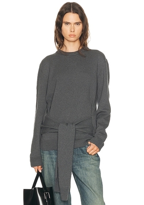 JW Anderson Waist Tie Jumper in Charcoal Melange - Charcoal. Size L (also in S, XS).