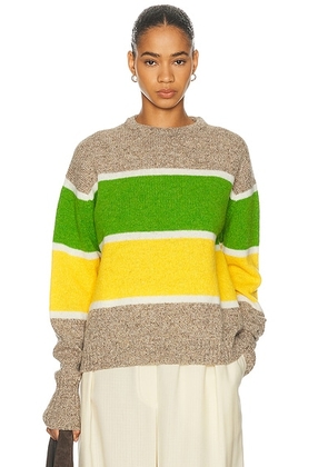 JW Anderson Stripe Crew Neck Sweater in Beige Melange - Beige. Size L (also in M, S, XS).