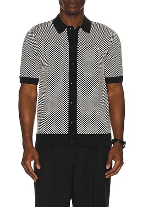 Fred Perry Chequrboard Button Thru Shirt in Black - Black. Size M (also in S, XL/1X).