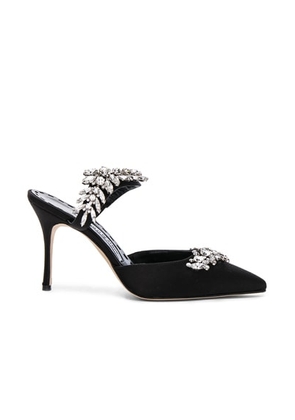 Manolo Blahnik Satin Lurum 90 Heels in Black - Black. Size 37.5 (also in 38.5, 40, 35.5).