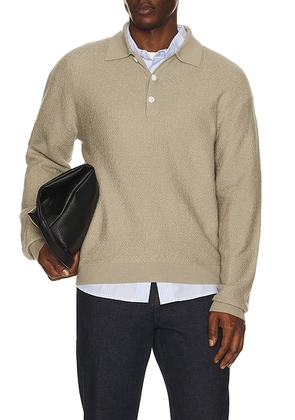 FRAME Polo Sweater in Warm Grey - Taupe. Size S (also in L, XL/1X, XXL/2X).