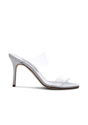 Manolo Blahnik PVC Scolto Sandals in Blanc de Blanc - White. Size 34.5 (also in 36, 36.5, 38.5, 35, 35.5, 40.5, 41.5, 34).