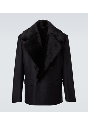 Dolce&Gabbana Shearling-trimmed virgin wool blazer