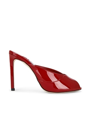 Jimmy Choo Brigitte Patent Leather 100 Mule in Ruby Red - Red. Size 36 (also in 36.5, 37, 37.5, 38, 38.5, 39, 39.5, 40).