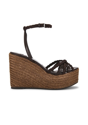Jimmy Choo Dree 100 Wedge in Chocolate & Coffee - Brown. Size 36 (also in 36.5, 37.5, 38, 38.5, 39, 39.5, 41).