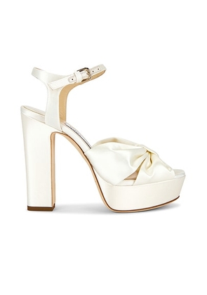 Jimmy Choo Heloise Satin 120 Sandal in Ivory - Ivory. Size 36 (also in 38.5, 39, 39.5, 40, 41).