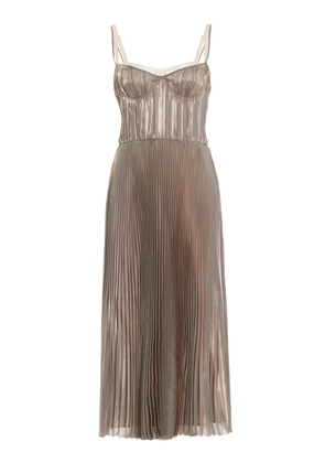 Prada Bra-Detailed Pleated Voile Midi Dress - Moda Operandi