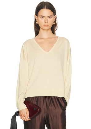 Jenni Kayne Dree V-Neck Sweater in Pale Yellow - Lemon. Size L (also in M, S, XS).