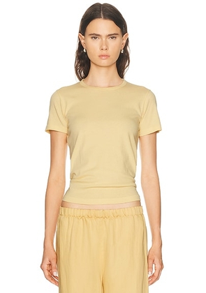 Jenni Kayne Cotton Slim Tee in Pale Yellow - Lemon. Size M (also in S, XS).