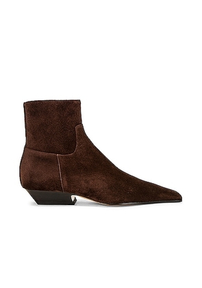 KHAITE Marfa Classic Flat Ankle Boot in Coffee - Brown. Size 37 (also in 36.5, 37.5, 39.5).