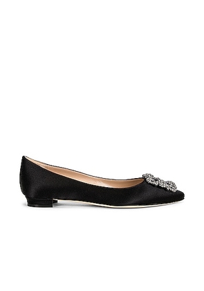 Manolo Blahnik Hangisi 10 Flat in Black - Black. Size 38.5 (also in 41).