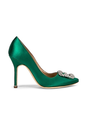 Manolo Blahnik Hangisi 105 Satin Heel in Bright Green - Green. Size 35.5 (also in 37, 37.5, 38, 41, 34.5).