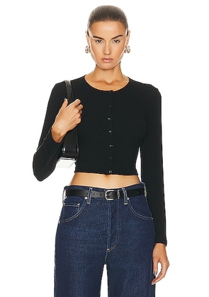 LESET Lauren Crop Cardigan in Black - Black. Size M (also in XS, S, L, XL).