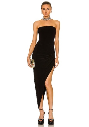 Norma Kamali Strapless Side Drape Gown in Black - Black. Size M (also in XS, S, L, XL).
