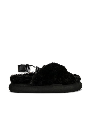 Moncler Solarisse Faux Fur Sandal in Black - Black. Size 38 (also in 37, 39, 41).