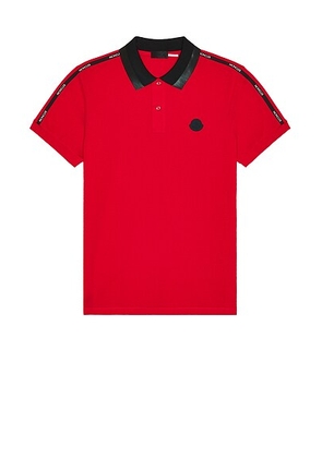 Moncler Matt Black Polo in Red - Red. Size S (also in M).