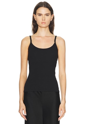LESET Pointelle Classic Tank Top in Black - Black. Size L (also in XS, S, XL).