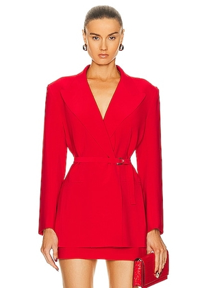Norma Kamali Classic Double Breasted Jacket in Tiger Red - Red. Size XL (also in L, M, S, XS).