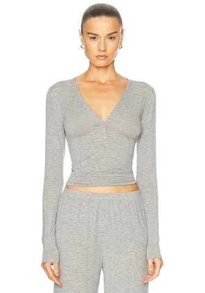 Negative Underwear Whipped Henley in Heather Grey - Light Grey. Size L (also in S, XS, M, XL).