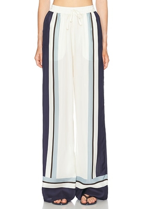 NICHOLAS Sandra Pull On Wide Leg Pant in Athens Scarf Sky - White,Navy. Size 8 (also in ).