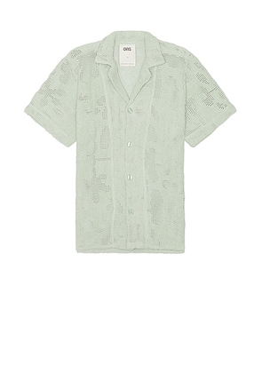 OAS Galbanum Cuba Crochet Shirt in Sage - Green. Size M (also in L, S).