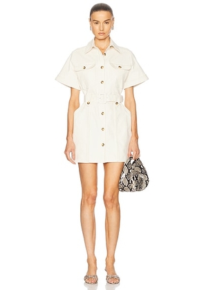 NICHOLAS Angela Utility Short Sleeve Mini Dress in Vanilla - Cream. Size 4 (also in 8, 10).