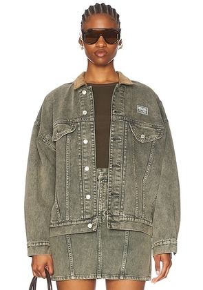 Moschino Jeans Denim Jacket in Multi Grey - Charcoal. Size M (also in XS, L).