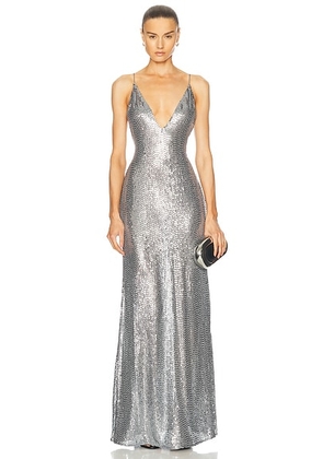 The New Arrivals by Ilkyaz Ozel Claudie Gown in Bodrum 1970 - Metallic Silver. Size 34 (also in 38, 40).