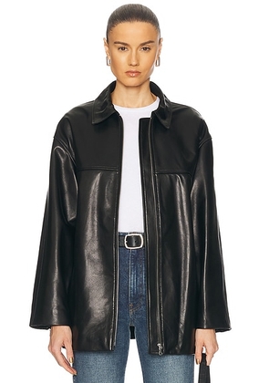 NOUR HAMMOUR Layne Sleek Leather Jacket in Black - Black. Size 38 (also in 36, 40, 42, 44).