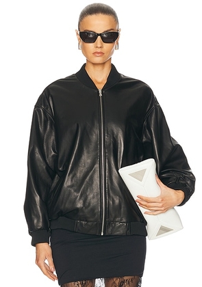 NOUR HAMMOUR Marly Leather Bomber Jacket in Black - Black. Size 36 (also in 34, 38, 40, 44).