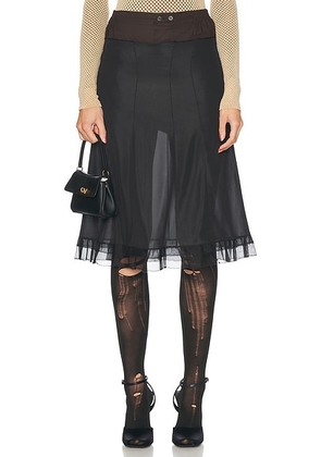 Maison Margiela Sheer Midi Skirt in Black & Brown - Black. Size 38 (also in ).