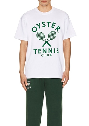 Oyster Tennis Club Members T-Shirt in White - White. Size M (also in S, L, XL/1X).