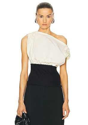 L'Academie by Marianna Matteah Top in Black & Ivory - Cream,Black. Size M (also in L, S, XL, XS).