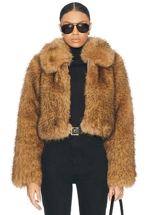 L'Academie by Marianna Savoie Faux Fur Jacket in Beige - Beige. Size M (also in L, S, XS, XXS).