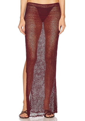 Mirror Palais Crochet Tunic Skirt in Sangre - Burgundy. Size XS (also in M).