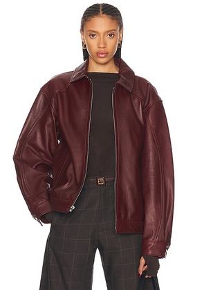 Mimchik Leather Tall Boy Jacket in Burgundy - Burgundy. Size M (also in S).