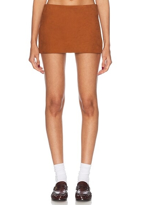 Mimchik Curved Mini Skirt in Cognac - Brown. Size 6 (also in 4).