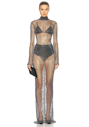 The New Arrivals by Ilkyaz Ozel Catroux Dress in Vendetta - Metallic Silver. Size 38 (also in ).