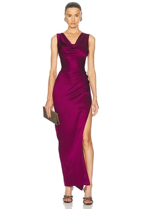 Lapointe Satin Cowl Neck Gown in Berry - Fuchsia. Size 8 (also in 6).
