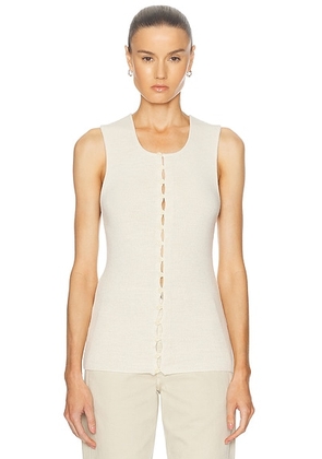 Lemaire Sleeveless Fitted Cardigan in Light Cream - Cream. Size M (also in L).