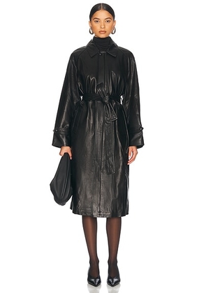 NOUR HAMMOUR Isolde Trench Coat in Black - Black. Size 36 (also in 38, 40, 42).