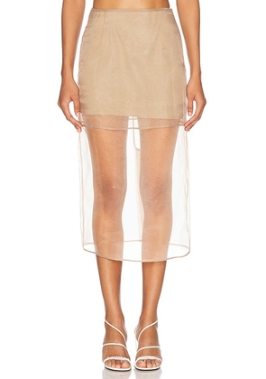 L'Academie by Marianna Blaire Midi Skirt in Taupe - Taupe. Size S (also in M, L, XL).