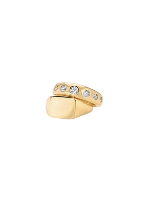 MEGA The Signet Pinky Stack in 14k Gold Plated - Metallic Gold. Size 6 (also in 7, 8).