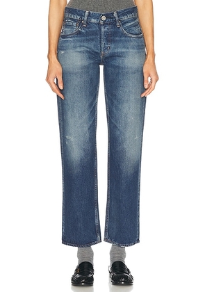 Moussy Vintage Ridgefield Straight Low Jeans in Blue - Blue. Size 31 (also in 30).